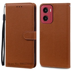 Leather Wallet Flip Cover | Protective Phone Case with Stand Feature for Moto G05 (Brown)