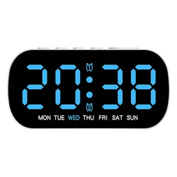 Compact LED Digital Alarm Clock with Temperature Display & Adjustable Brightness (Blue)