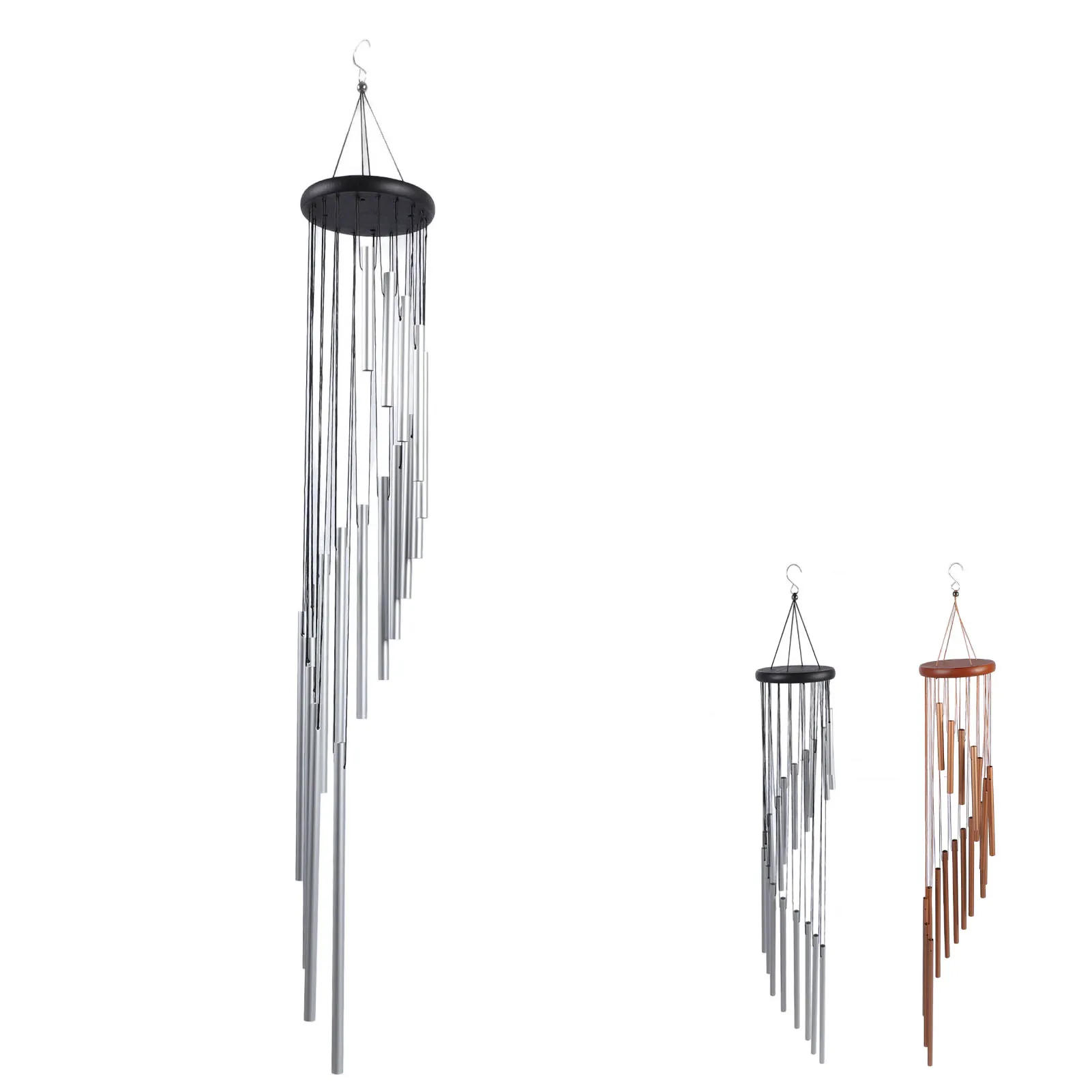 Wind Chimes Decoration 35 Inch Aluminum and Wood 360 Degree Rotation Rotating Wind Chimes Hanging for Indoors for Garden