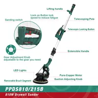 215MM Electric Drywall Sander Pole Wall Polisher 810W Dry Wall Sander LED Strip Light Wall Sanding Household 2