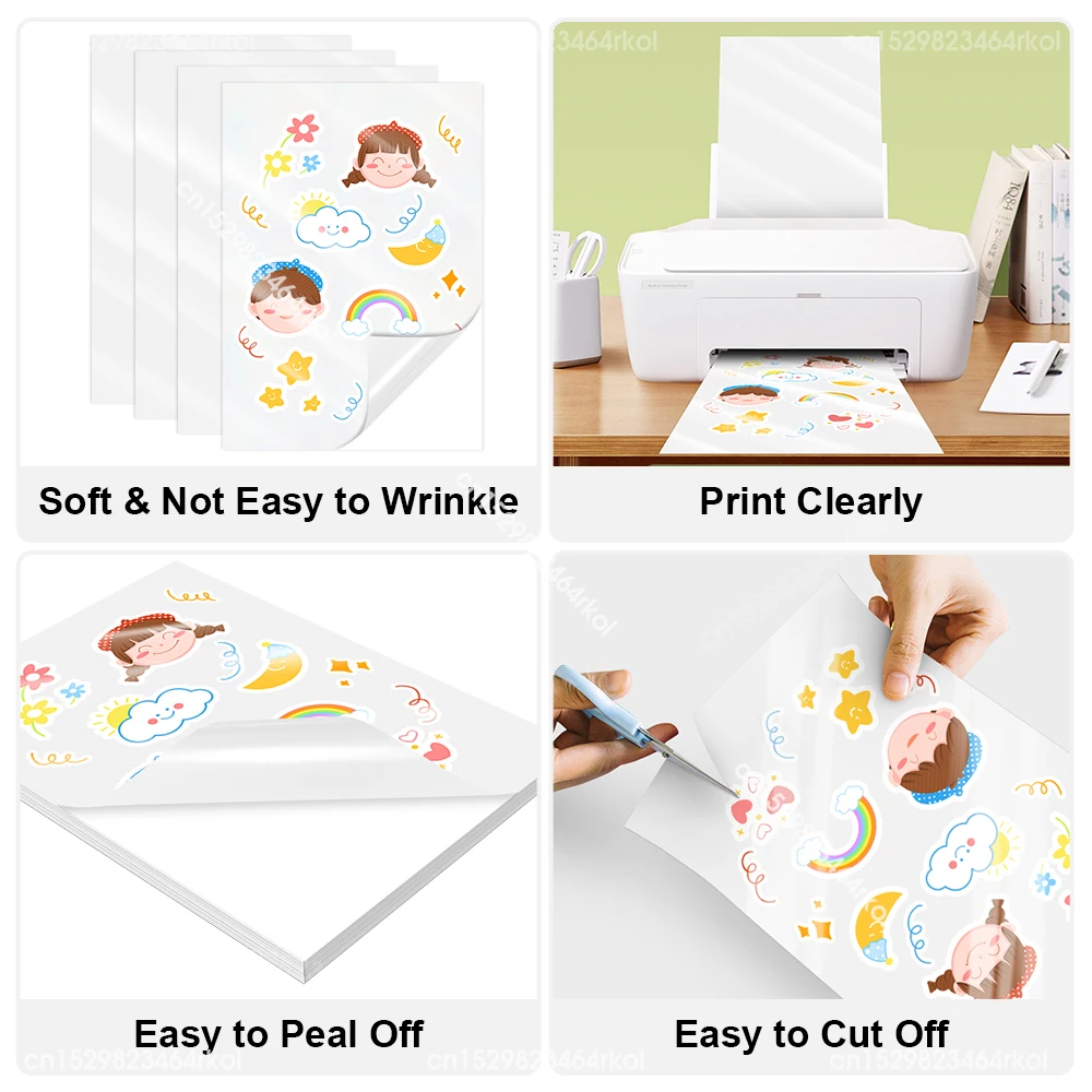 10Sheets A4 Vinyl Sticker Paper White Glossy Matter Waterproof Self-Adhesive  Copy Paper For Inkjet Printer