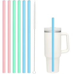Vibrant Silicone Straw Set: 6 - Pack with Cleaning Brush for Home, Bar & Party Decor (Mixed colors)