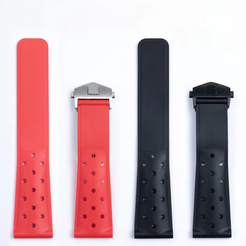 Cinturino Per Orologio Resistente All'Usura Da Uomo In Gomma Morbida Da 22Mm Per Tag Heuer F1 Steel Fold Buckle Card Laila Racing Diving Cinturino In 