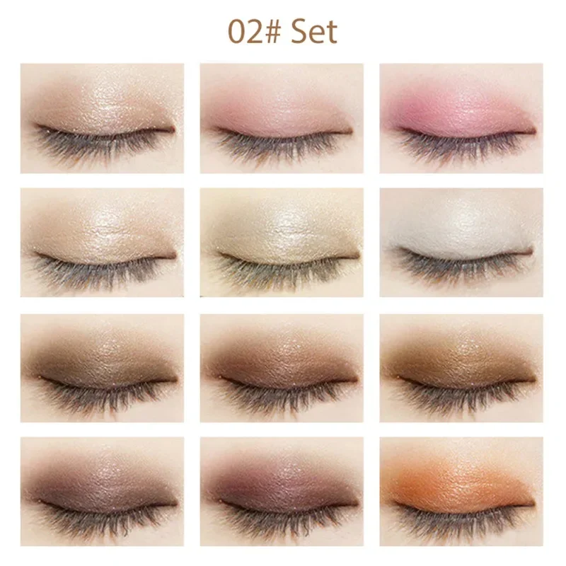 12 Colors Eyeshadow Pencil Set Waterproof Long Lasting Glitter Shimmer Eye Shadow Pen Highlighter Stick Lying Silkworm Makeup eye shadow eyeshadow stick eye shadow stick