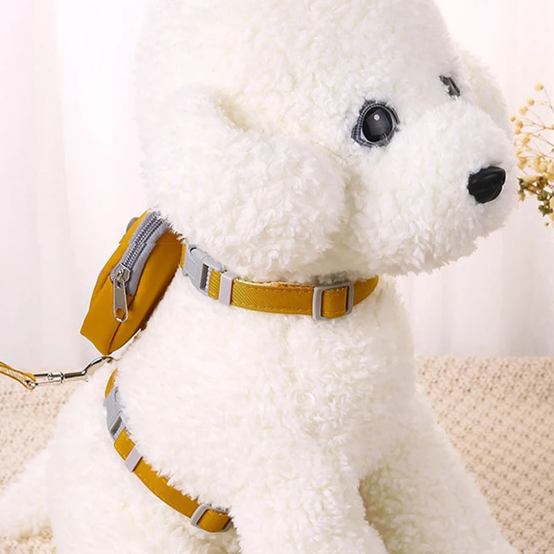 Pet Dog Harness with Bag Cute Animal Print Puppy Harness Vest Pet Cat Backpack with Leash Set Chihuahua Dog Accessories