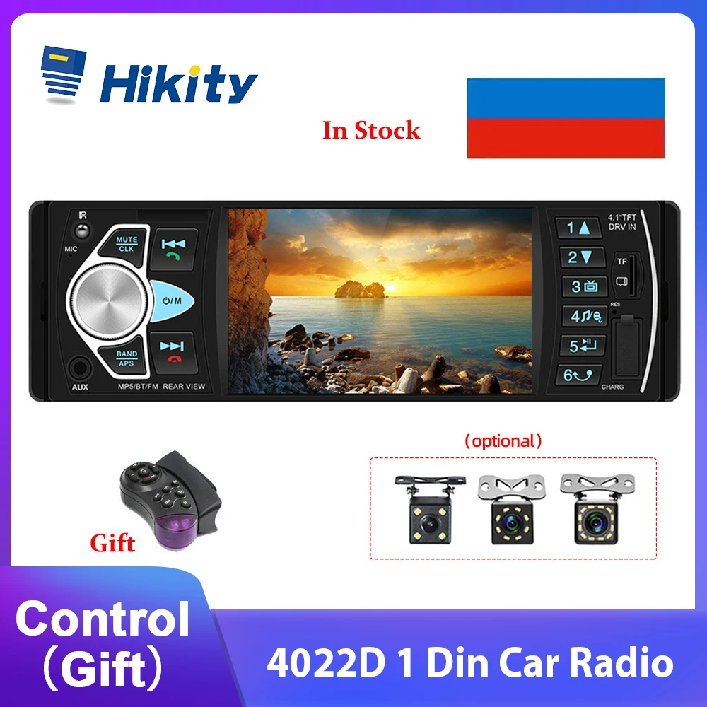 Car Radio Hikity Car Radio 1 Din 4.1 Inch 4022D FM Audio Stereo Player Bluetooth Autoradio Support Rearview Camera Steering Wheel Contral car multimedia player car radio car radio player car music player mp3 music player