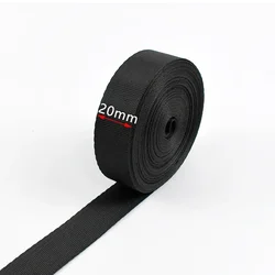 Durable Black Nylon Webbing Tape - 5M Roll, 0.7mm Thickness for DIY Sewing & Craft Projects (Black - 20mm)