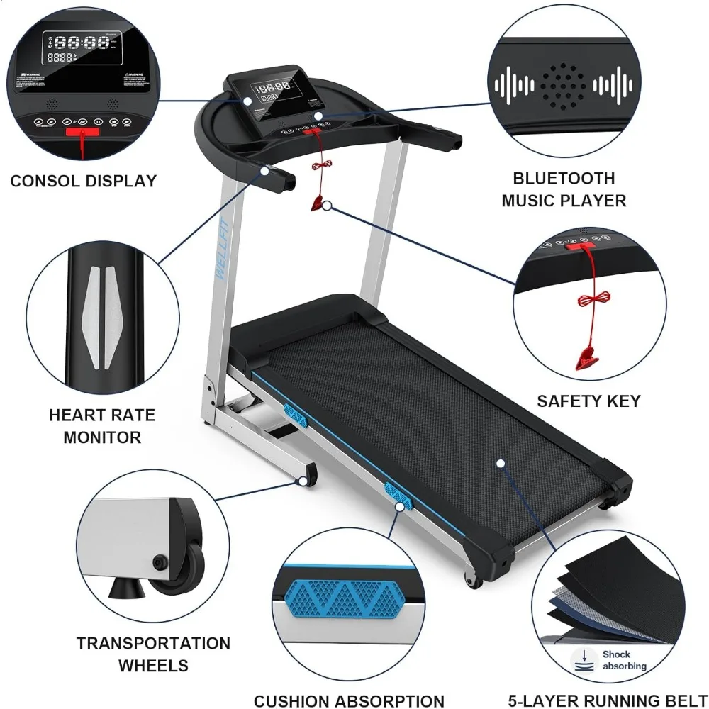 Home Gym Treadmills 15% Auto Incline, 3.5HP Treadmill 350+lbs Capacity, Foldable Treadmill for Small Space, Voice Control