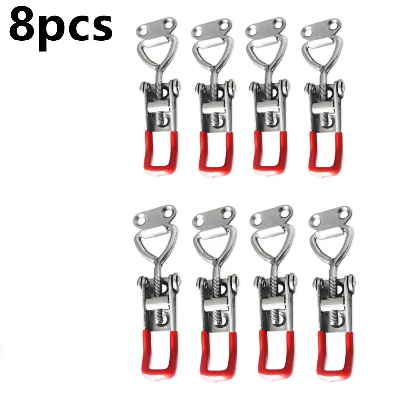 4/8pcs Adjustable Toolbox Case Metal Toggle Latch Catch Clasp Quick Release Clamp Anti-Slip Push Pull Toggle Clamp Tools Toggle Latches