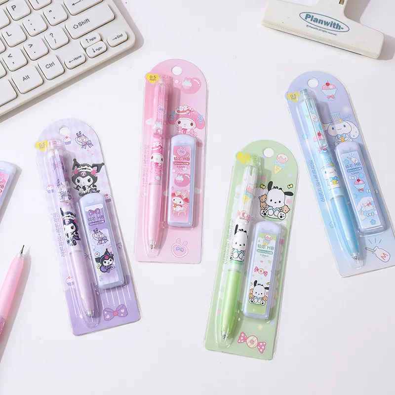 

Автоматический карандаш Sanrio, милая семья, высокоэффективный механический карандаш со свинцовой мелодией и куроми, Мультяшные Канцтовары, детский подарок
