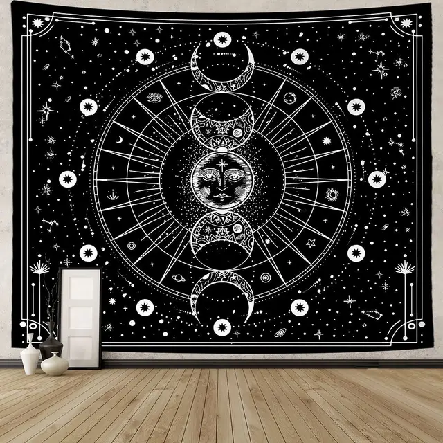 VIKAMA – tapisserie brodée étoile et lune, Constellation Boho, décoration de salon, chambre à coucher, salle de méditation 2