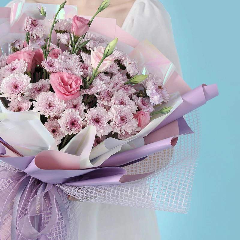 20 Fogli Carta Da Regalo Floreale Coreana Con Fragole, Impermeabile, Con Nastro Rosso, Per Bouquet E Regali - 3