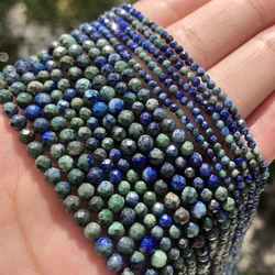 Natural Dark Blue Sapphire Stone Beads - Micro Faceted Round Loose Beads for Jewelry Making, Bracelet Crafting Supplies, 15 - Inch Strand (Phoenix Lapis)