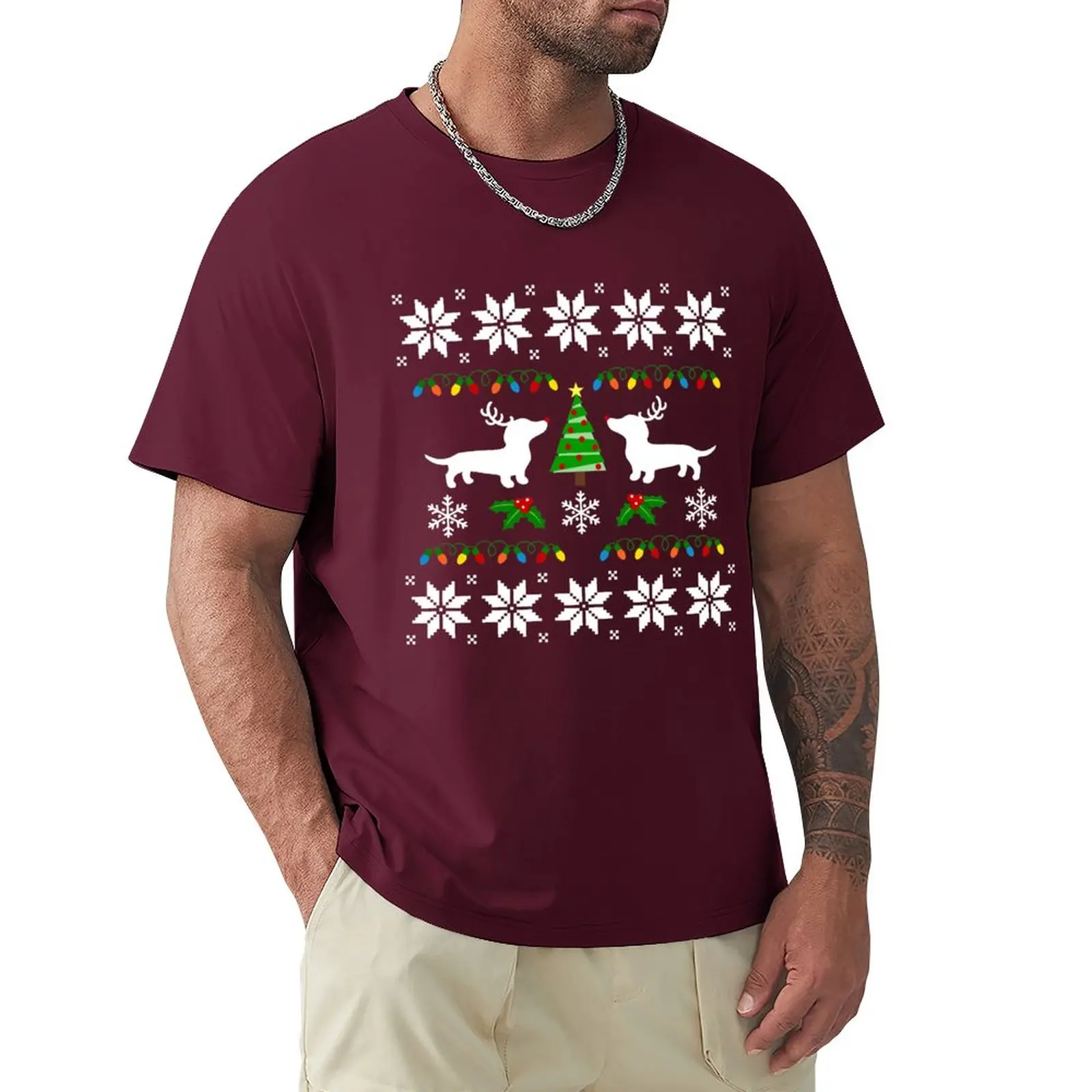 

Dachshund Ugly Christmas Sweater Design T-Shirt graphic t shirts boys t shirts workout shirts for men