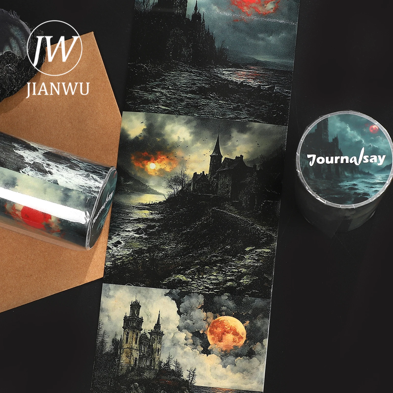 JIANWU 80mm * 207cm 빈티지 고딕 해변 전망 풍경 소재 콜라주 스크랩북킹 와시 테이프 크리 에이 티브 DIY 저널 문구
