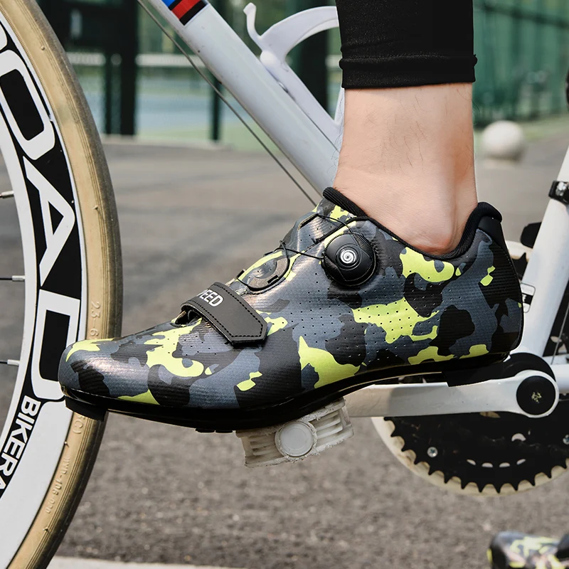 Men's Cycling Shoes Road Single Buckle SPD Cycling Shoes Outdoor Road Camouflage Breathable Road Racing Cycling Sports Shoes 4