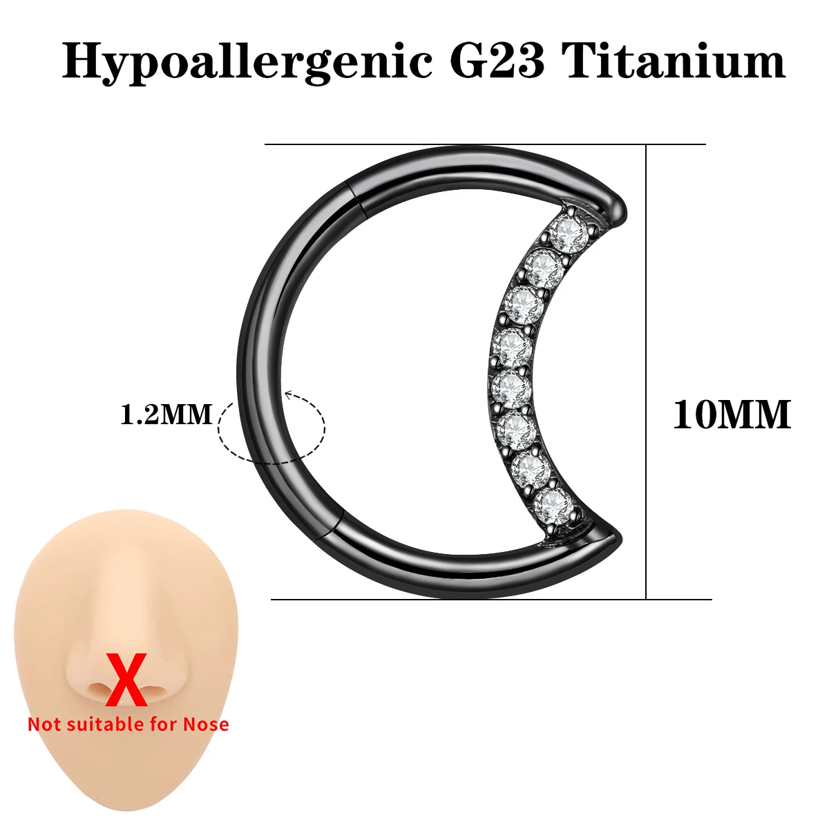 16G G23 Titanium Moon Daith Rook Piercing Earrings Jewelry Tragus Helix Nose Rings Cartilage for Women