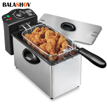 2000W Electric Deep Fryers Oil Oven Adjustable Thermostat Fried Chicken Grill French 4L Fries Frying Machine Heating Cooker 1
