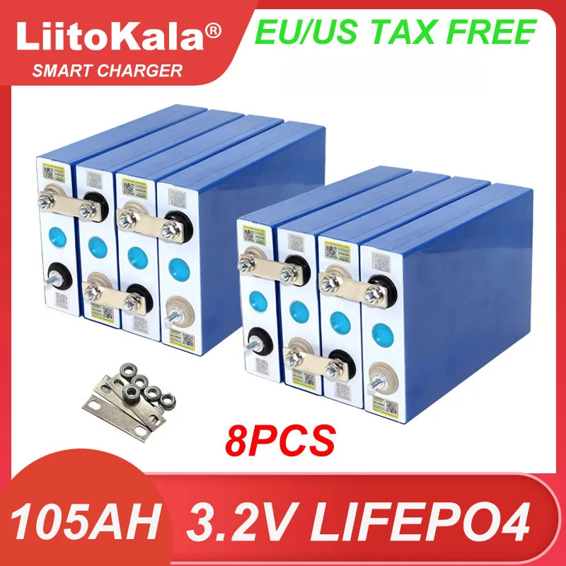 

8pcs/lot New 3.2V 105Ah LiFePO4 battery DIY 4s 12V 24V 36v RV Motorcycle Electric Car travel Solar Batteries Tax Free