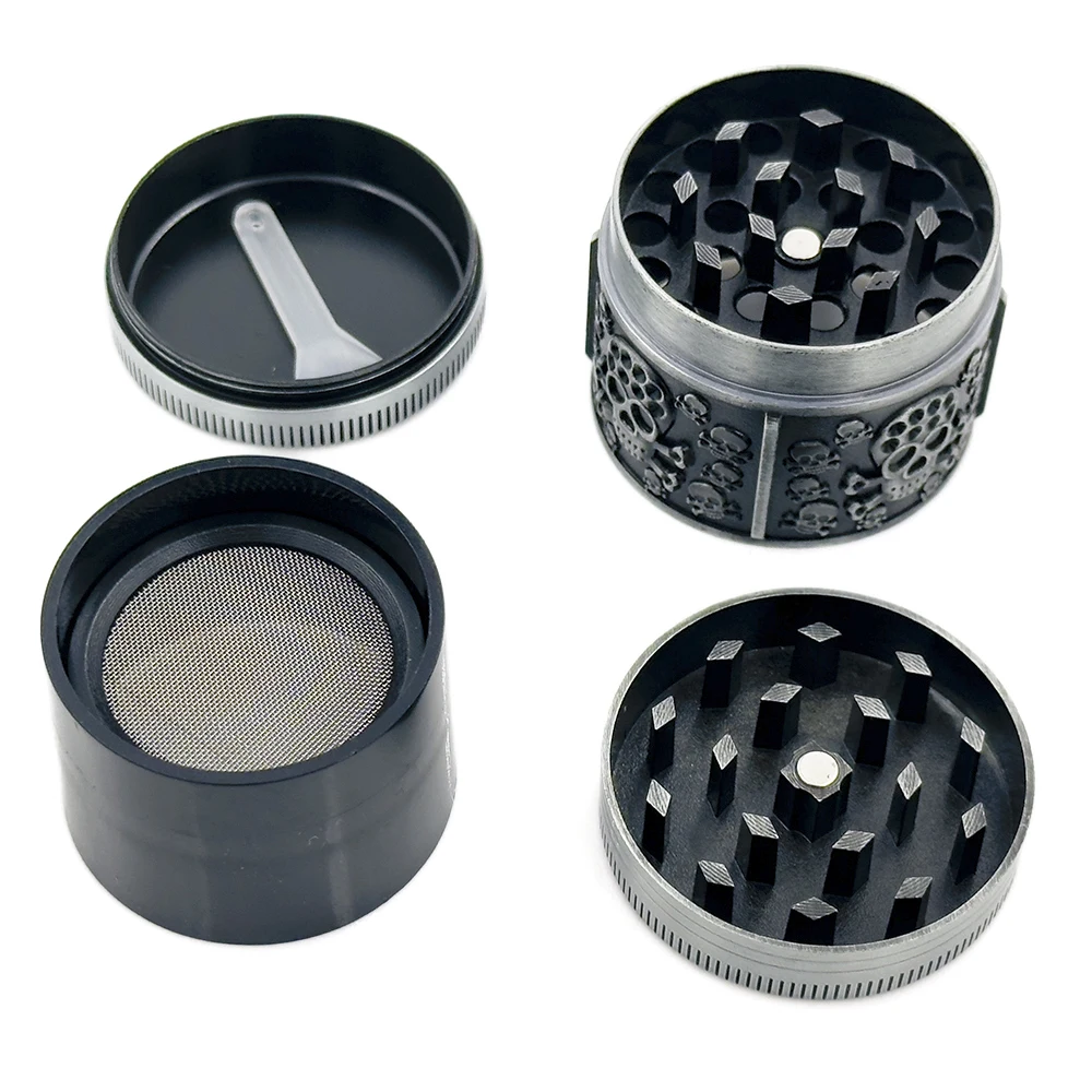 Skuller Tobacco Grinder 4 Layers 40mm Manual Metal Spice Herb Crusher Cutter Manual 5