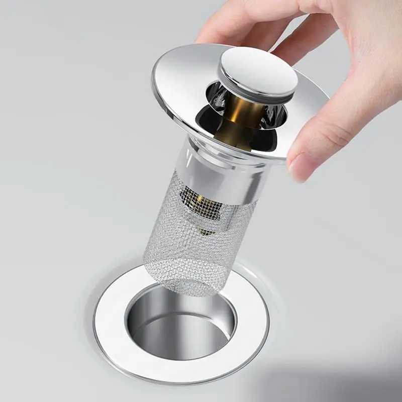 Stainless Steel 2-in-1 Drain Strainer Protectors Sink Drains Filter Hair Catcher Sink Strainer Stopper for Bathroom