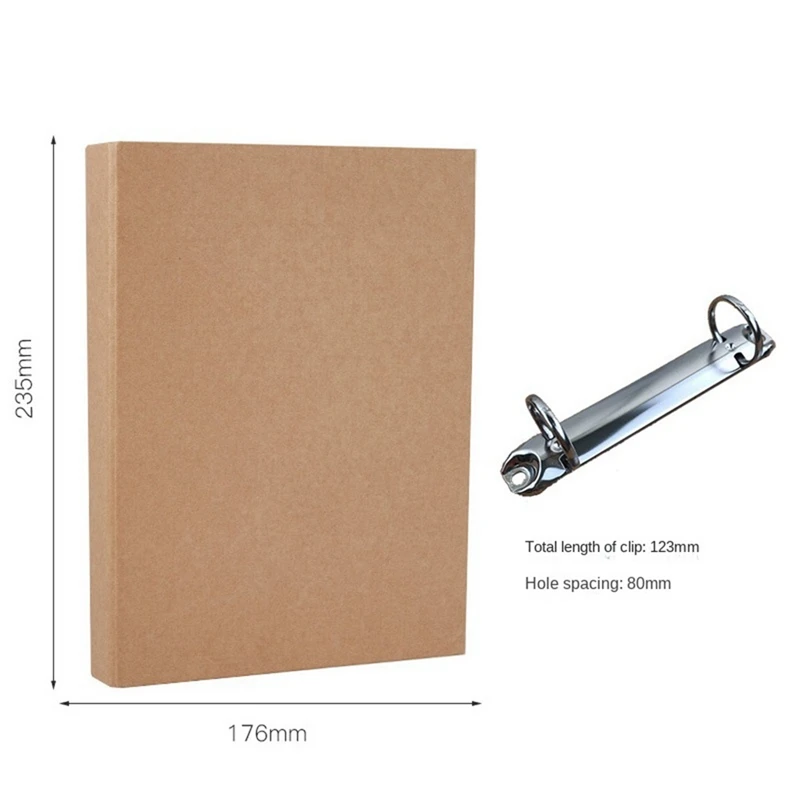 2Pcs A5 Kraft Paper Binder Tray A5 Kraft Paper Folders With 2 Rings To Add Loose Sheets