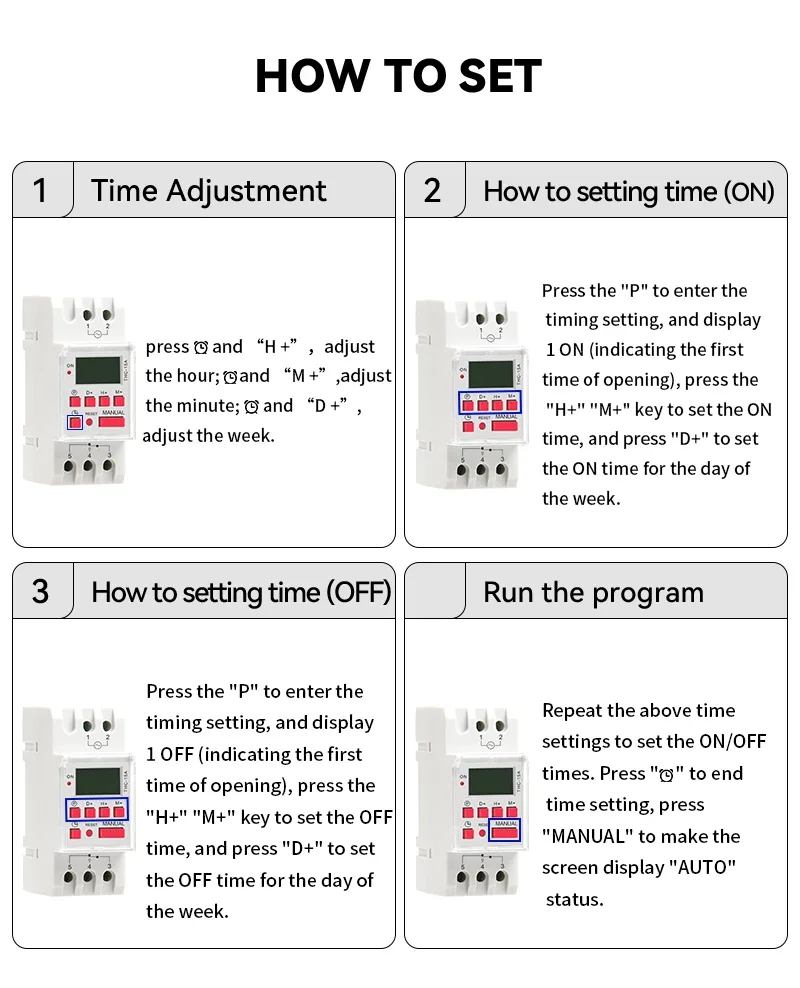 GEYA THC-30A 20A 16A Electric Digital Timer Switch Programmable AC DC 12V 24V 110V 220V 240V  Electronic Timers