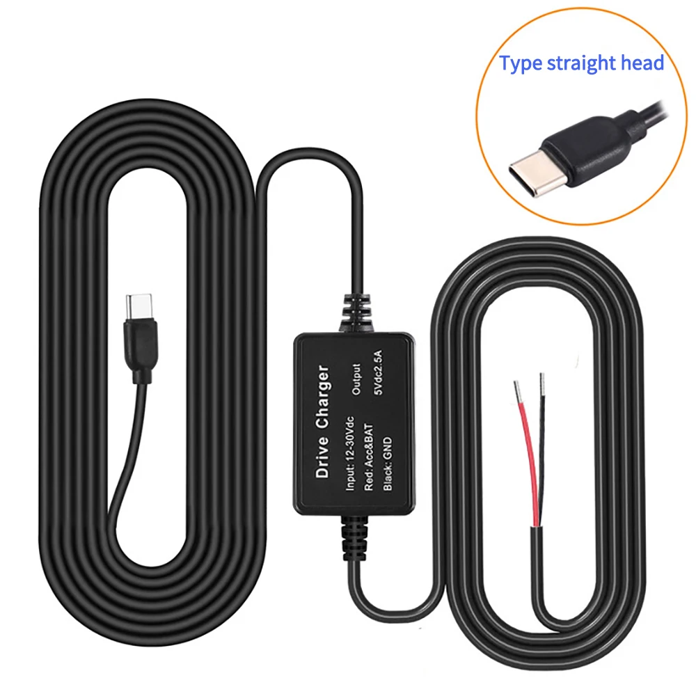 Dash Cam Hard Wire Kit Micro Typ-C USB-Anschlüsse DC 12/24V bis 5V Autoladegerät 2A 24H Parkmonitor Buck Line für DVRS GPS Recorder – Detail 9