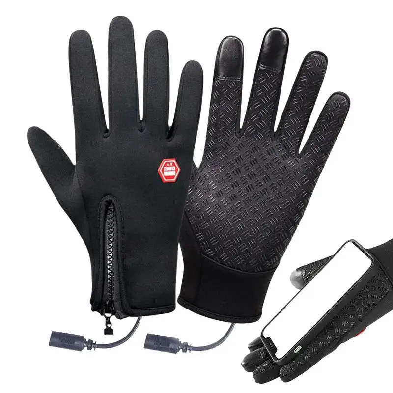 USB Heated Gloves Hand Warmer Rechargeable Heated Mittens Gloves Windproof Portable Heated Gloves Heating Gloves for Indoor 4