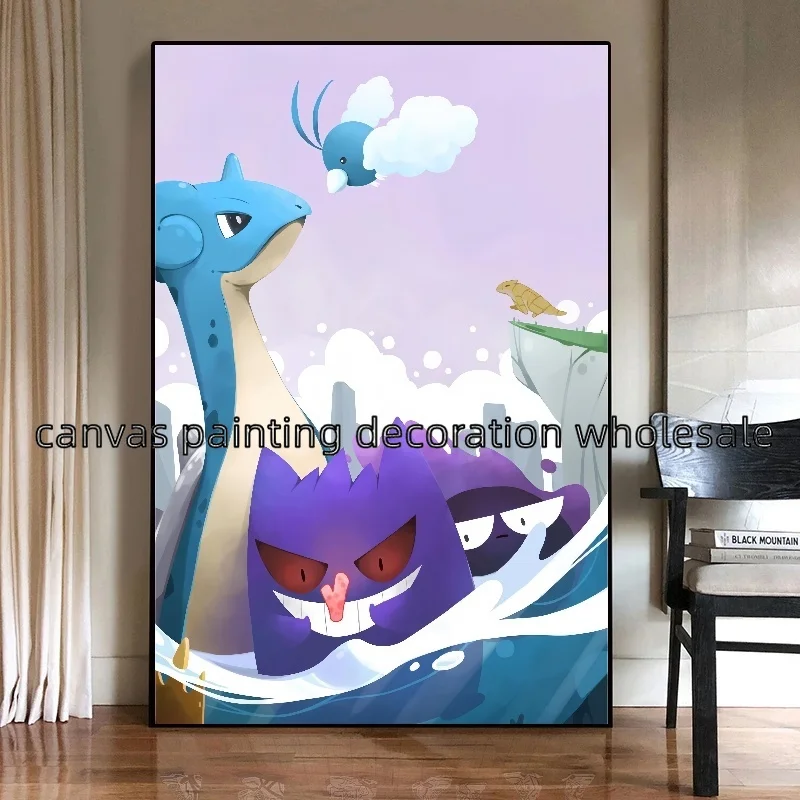 

Anime Pokemon Cute Pikachu Little Charizard Gengar Poster HD Canvas Painting Modern Children's Room Decorative Art Mural