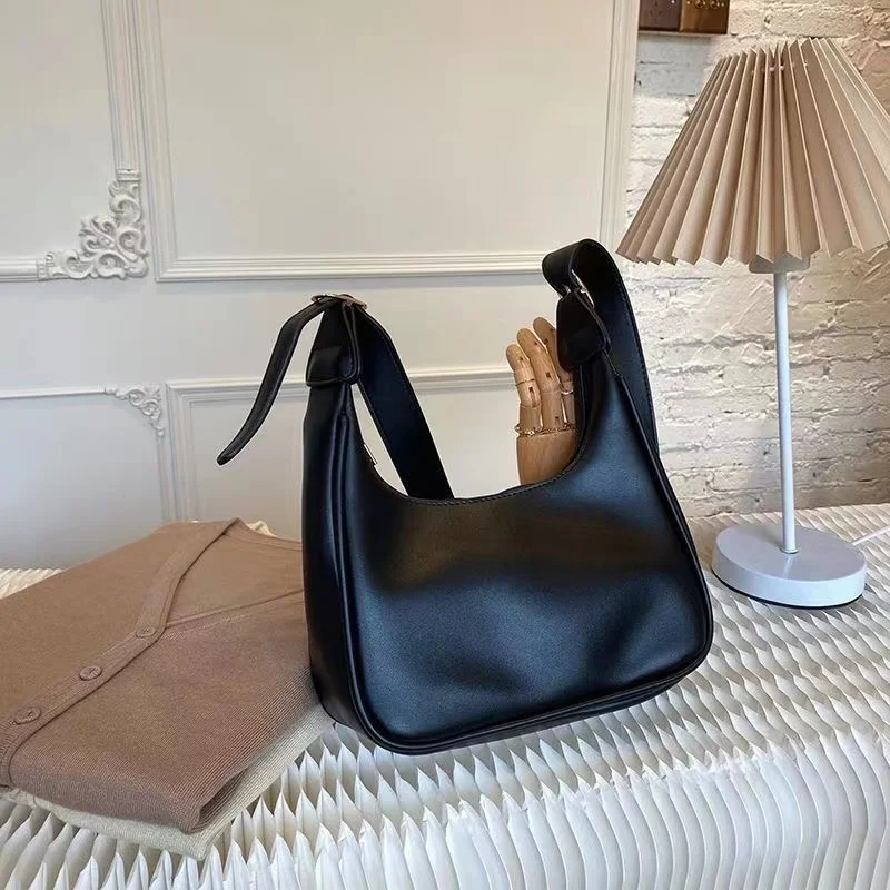 

Fashion Designer Luxury Women Messenger Bag Black Retro Solid Color Ladies Handbags PU Leather Girls Small Shoulder Bags