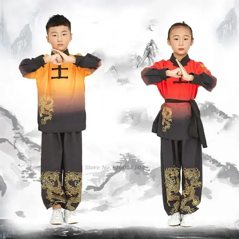 

2023 children kungfu uniform traditional chinese clothing wushu costume wing chun tai chi folk martial arts performance suit set