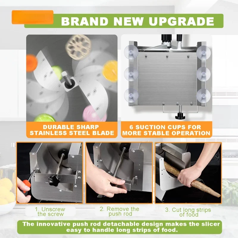 Commercial Vegetable Slicer fruit slicer food slicer vegetable shredder Stainless Steel Potato Onion Slicer 0-0.5"Thickness Adjustable Manual Fruit Cutter Cabbage Shredder