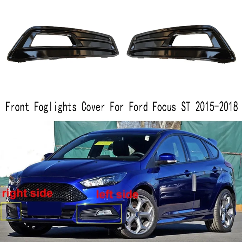 

2 PCS Front Bumper Grille Fog Light Cover Trim Foglights Headlights Frame Black Automotive Supplies For Ford Focus ST 2015-2018