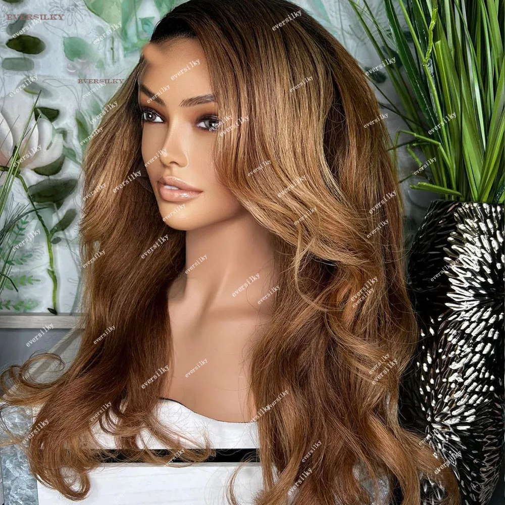 옹브레 허니 블론드 웨이브 킨키 스트레이트 V 파트 인간의 머리 가발 바디 웨이브 야키 스트레이트 하이라이트 밤나무 브라운 U 모양 풀 엔드