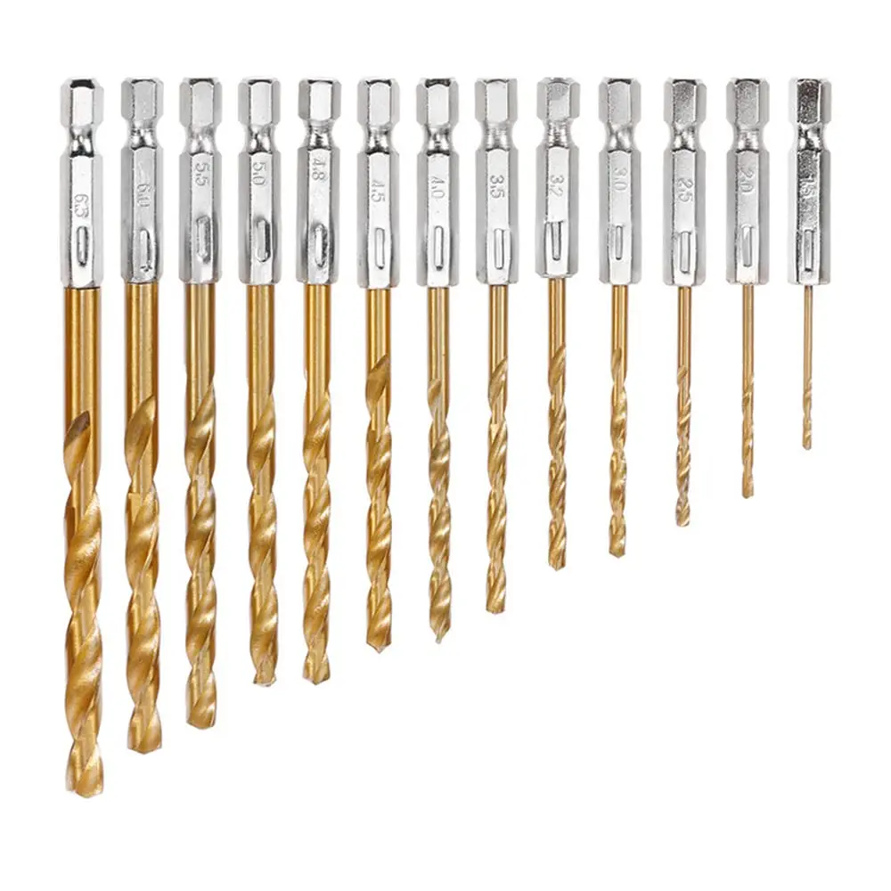 10PCS 1.5mm-13mm HSS Drill Bits Coated Twist Hex Quick Change Woodworking Metal Drill Bit (Size : 1.5mm 10pc - View #2