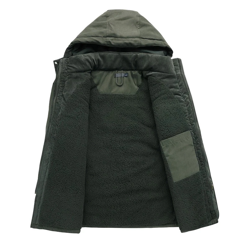 

Men's Thicken Warm Winter Jacket Cashmere Fleece Inner Cotton-Padded Male Windbreaker Hooded Outwear Cotton Parka Snow Coats