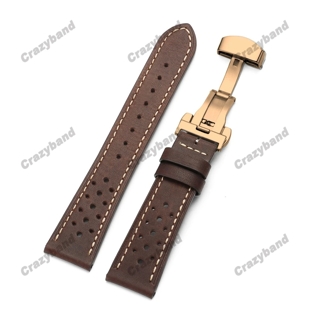 Cowhide Leather Watch Band with Oil Wax Finish and Breathable Design