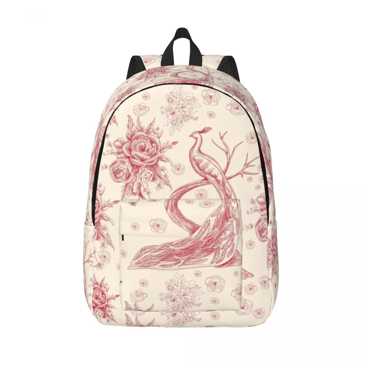 

Toile De Jouy Rose Laptop Backpack Women Men Basic Bookbag for College School Students French Motif Flora Bags