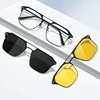 Magnet Clip Square Myopia Sunglasses Men Women 3 In 1 Clip On Polarized Sunglasses Metal Frames Prescription Computer Eyewear 2