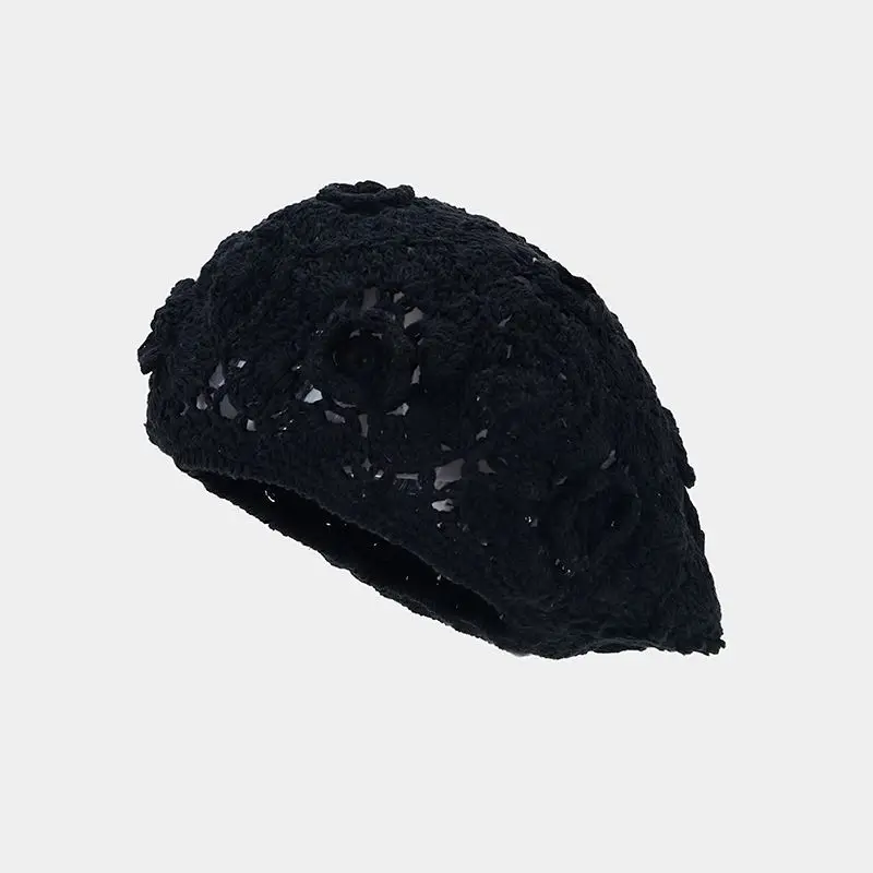 Hot Sale New Women's Knit Hat Spring Casual Thin Acrylic Berets Women Ladies Plain French Artist Beanie Beret Hats for Female_mkmklike.com