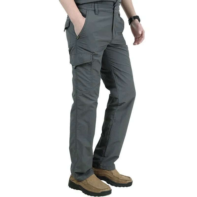 Quick Dry Casual Pants Men Summer Army Military thin Trousers Mens Tactical Cargo Pants Male lightweight Grey Blue Green cargo pants military cargo pants men casual pants