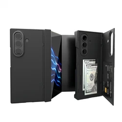 Luxury Shockproof Flip Case with Folding Stand and Card Slots for Galaxy Z TriFold (Black)