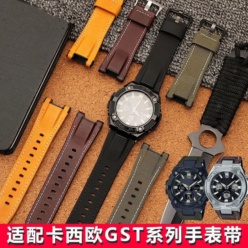 

Watch Strap For Casio GST-S100G/ S110 / S130L/ W100G/ W110 / 210B/ 400G/ 410 / Wristband 26*14mm Men's Genuine Leather Bracelets