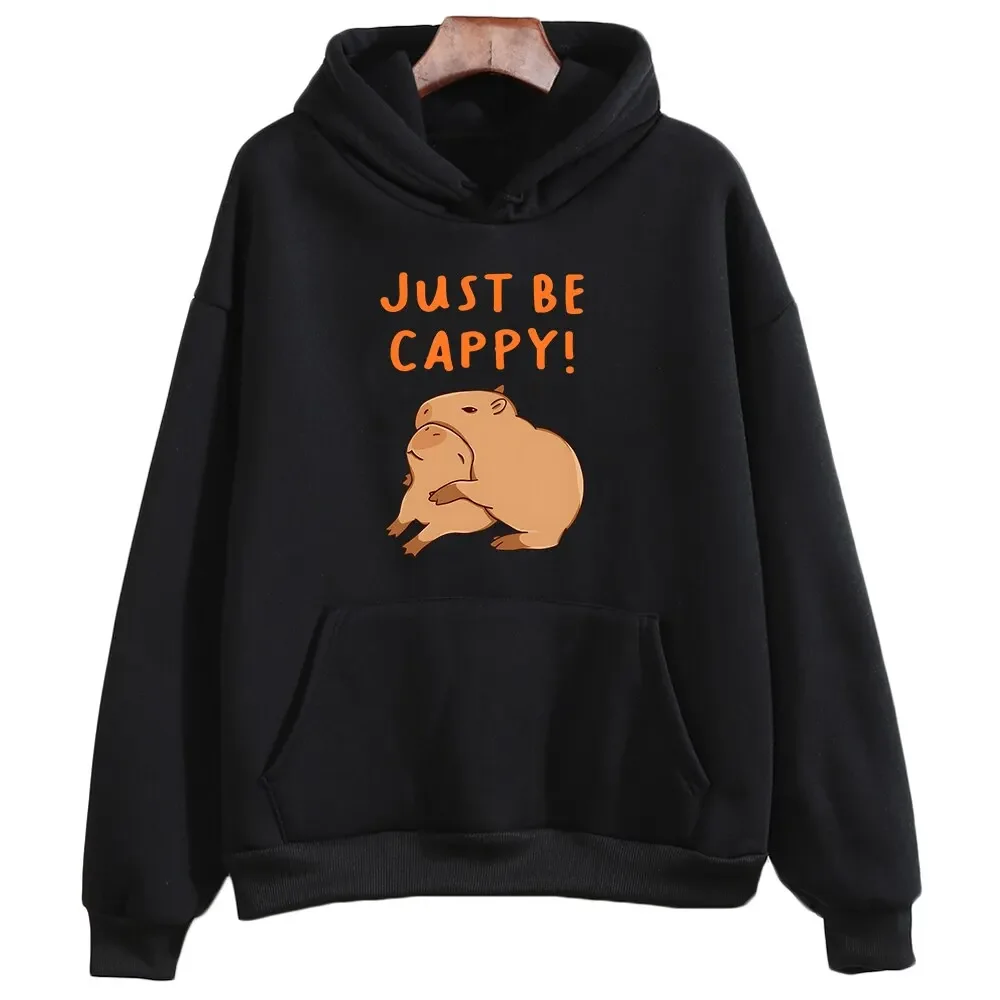 

Capybara Just Be Cappy Hoodies Letter Print Sweatshirts baby boys clothes Autumn/Winter kids Clothes girl Cartoon Kawaii Graphic