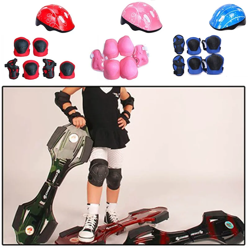 Elbow Pads 7PCS Children's skating protection equipment set 1 helmet + 2 knee pads + 2 elbow pads hand pad skating equipment