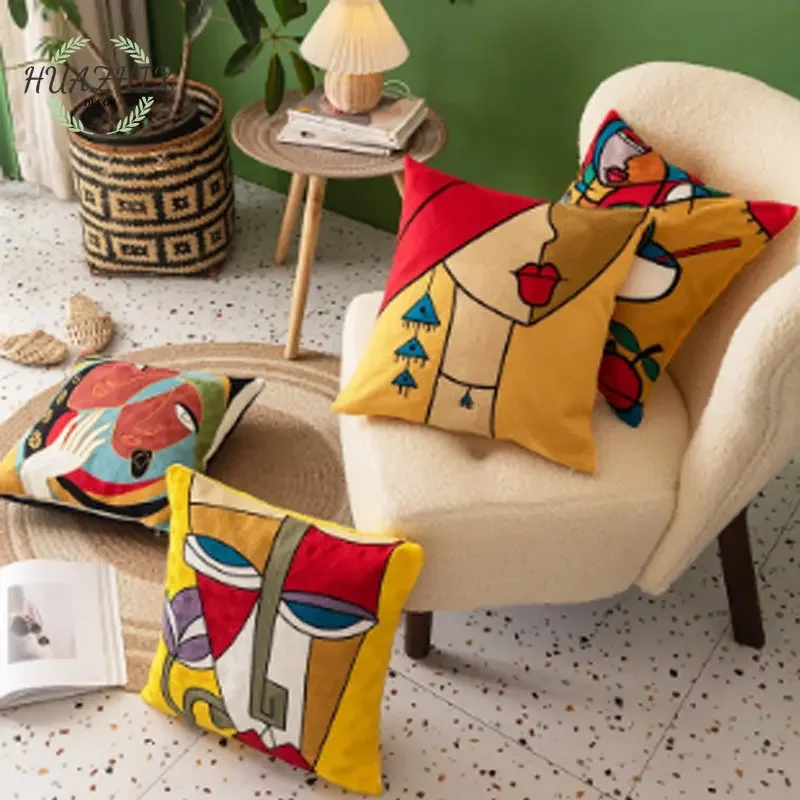 

Abstract Pillow Case Polyester Peachskin Home Room Decor Pillowcases Living Room Coffee Club Car Decorative Pillows for Sofa