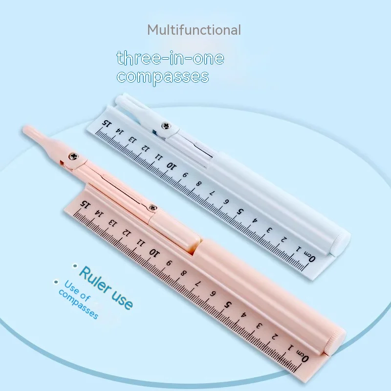Three-in-one Multifunctional Compass Ruler With Pencil Refills Lead Math Geometry Tool Circle Student School Stationery Supplies drawing compass