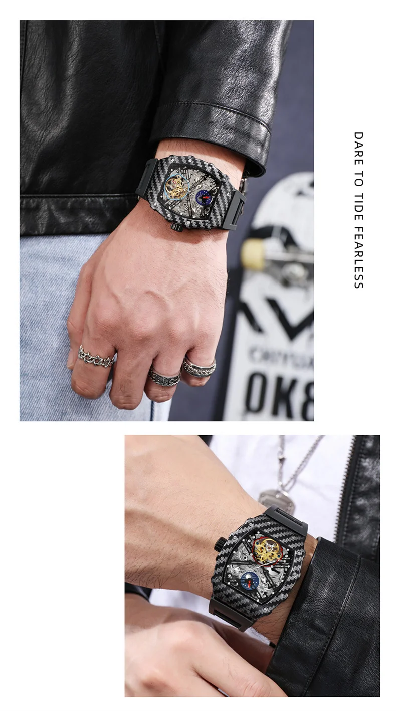 Männer Skelett Automatik Mechanische Tourbillon Skelett Vintage Tonneau Zifferblatt Herren es Top Luxus_voghion.com