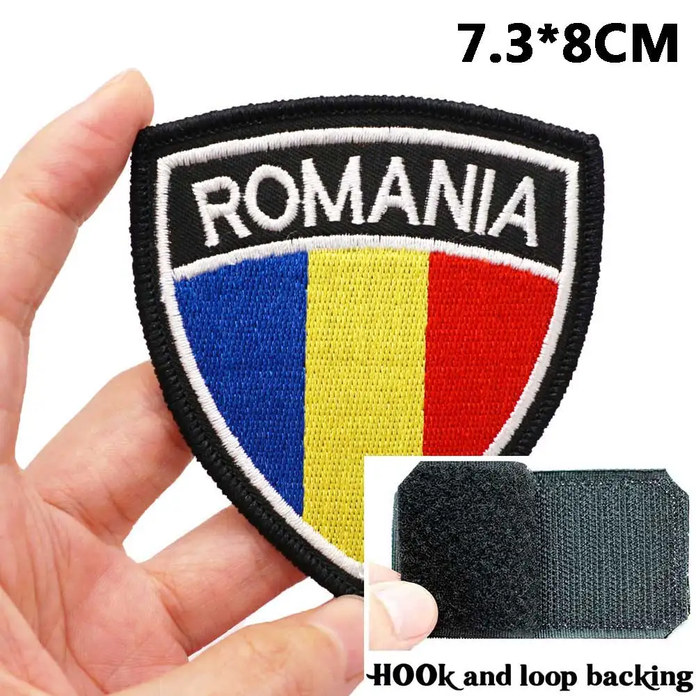 Toppe ricamate tattiche con bandiera della Romania per zaini e abbigliamento, accessori milari con supporto a gancio o retro in ferro  15